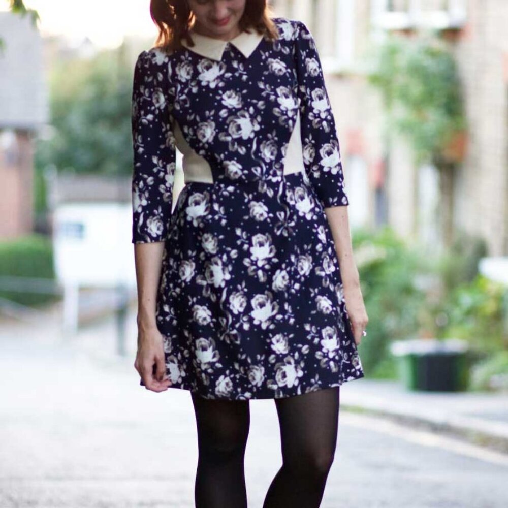 Miss Patina London floral fit & flare textured dress